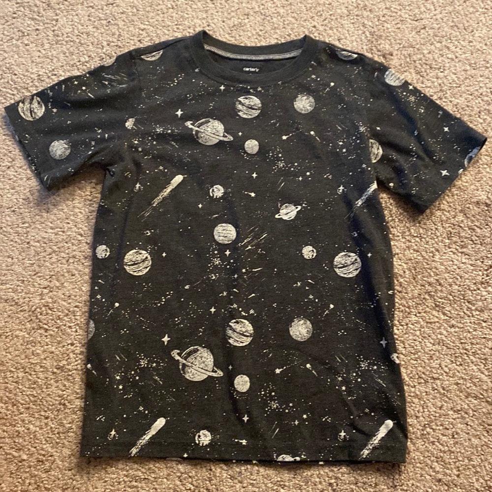 Carters size 8 short sleeve space shirt